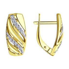 Серьги из лимонного золота Diamant 53-120-00838-1 с фианитом 53-120-00838-1 фото