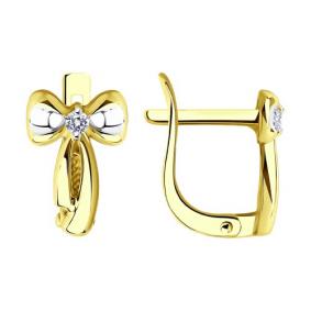 Серьги из лимонного золота Diamant 53-120-01045-1 с фианитом 53-120-01045-1 фото