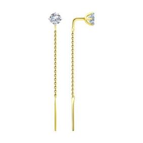 Серьги из лимонного золота Diamant 53-120-01485-1 с фианитом 53-120-01485-1 фото