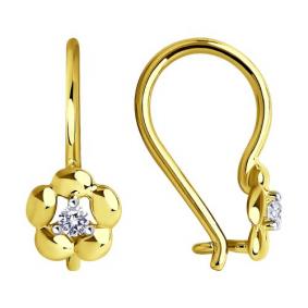 Серьги из лимонного золота Diamant 53-120-01487-1 с фианитом 53-120-01487-1 фото