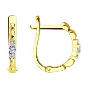 Серьги из лимонного золота Diamant 53-120-01495-1 с фианитом 53-120-01495-1 фото