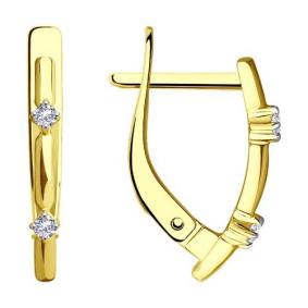 Серьги из лимонного золота Diamant 53-120-01506-1 с фианитом 53-120-01506-1 фото