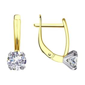 Серьги из лимонного золота Diamant 53-120-01841-1 с фианитом 53-120-01841-1 фото