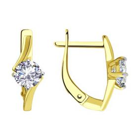 Серьги из лимонного золота Diamant 53-120-01928-1 с фианитом 53-120-01928-1 фото