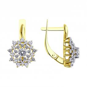 Серьги из лимонного золота Diamant 53-120-02020-1 с фианитом 53-120-02020-1 фото