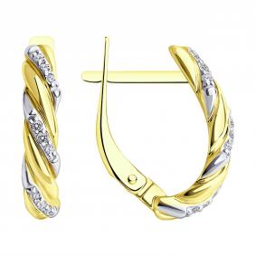 Серьги из лимонного золота Diamant 53-120-02075-1 с фианитом 53-120-02075-1 фото