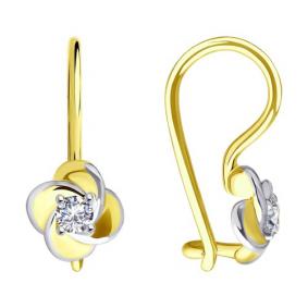 Серьги из лимонного золота Diamant 53-120-02234-1 с фианитом 53-120-02234-1 фото