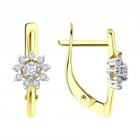 Золотые серьги SOKOLOV 53-120-02267-1 с фианитом 53-120-02267-1 фото