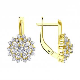 Золотые серьги SOKOLOV 53-120-02302-1 с фианитом 53-120-02302-1 фото