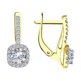 Серьги из лимонного золота Diamant 53-120-02355-1 с фианитом 53-120-02355-1 фото