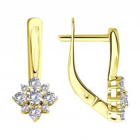 Серьги из лимонного золота Diamant 53-120-02877-1 с фианитом 53-120-02877-1 фото