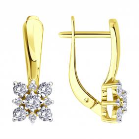 Золотые серьги SOKOLOV 53-120-02879-1 с фианитом 53-120-02879-1 фото