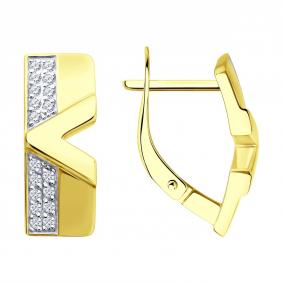 Серьги из лимонного золота Diamant 53-120-02978-1 с фианитом 53-120-02978-1 фото