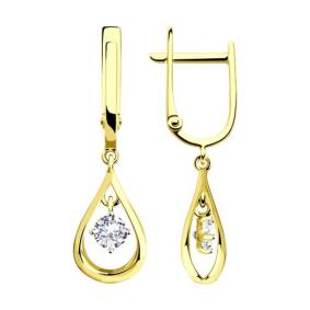 Серьги из лимонного золота Diamant 53-121-00688-1 с фианитом 53-121-00688-1 фото