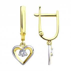 Золотые серьги SOKOLOV 53-121-00754-1 с фианитом 53-121-00754-1 фото