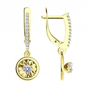 Золотые серьги SOKOLOV 53-121-01200-1 с фианитом 53-121-01200-1 фото