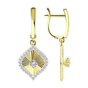 Серьги из лимонного золота Diamant 53-121-01240-1 с фианитом 53-121-01240-1 фото
