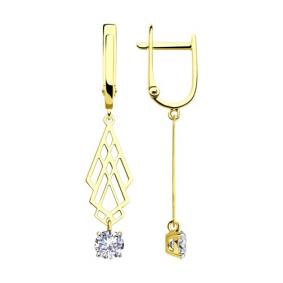 Серьги из лимонного золота Diamant 53-121-01558-1 с фианитом 53-121-01558-1 фото