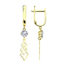 Серьги из лимонного золота Diamant 53-121-01567-1 с фианитом 53-121-01567-1 фото