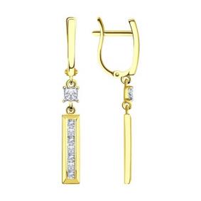 Серьги из лимонного золота Diamant 53-121-01568-1 с фианитом 53-121-01568-1 фото