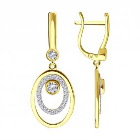 Серьги из лимонного золота Diamant 53-121-01913-1 с фианитом 53-121-01913-1 фото