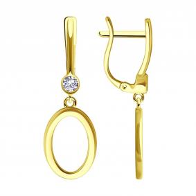 Золотые серьги SOKOLOV 53-121-01916-1 с фианитом 53-121-01916-1 фото