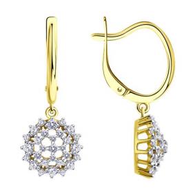Серьги из лимонного золота Diamant 53-121-01949-1 с фианитом 53-121-01949-1 фото