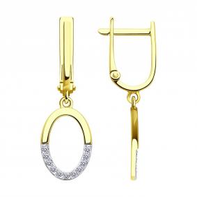 Золотые серьги SOKOLOV 53-121-01953-1 с фианитом 53-121-01953-1 фото