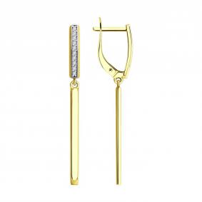 Золотые серьги SOKOLOV 53-121-02154-1 с фианитом 53-121-02154-1 фото