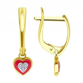 Золотые серьги SOKOLOV 53-121-02618-1 с фианитом и эмалью 53-121-02618-1 фото