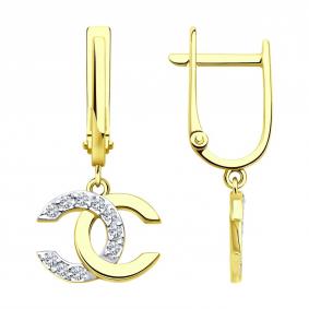 Золотые серьги SOKOLOV 53-121-02988-1 с фианитом 53-121-02988-1 фото