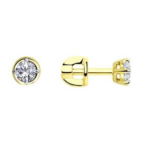 Серьги из лимонного золота Diamant 53-122-00733-1 с фианитом 53-122-00733-1 фото