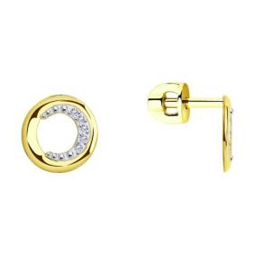 Серьги из лимонного золота Diamant 53-122-01604-1 с фианитом 53-122-01604-1 фото
