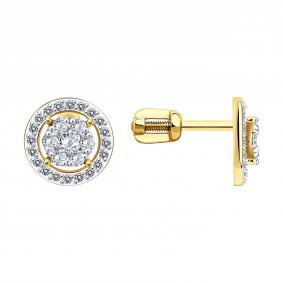 Серьги из лимонного золота Diamant 53-122-01881-2 с фианитом 53-122-01881-2 фото
