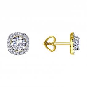 Золотые серьги SOKOLOV 53-122-02355-1 с фианитом 53-122-02355-1 фото