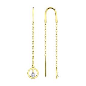 Серьги из лимонного золота Diamant 53-123-00729-1 с фианитом 53-123-00729-1 фото