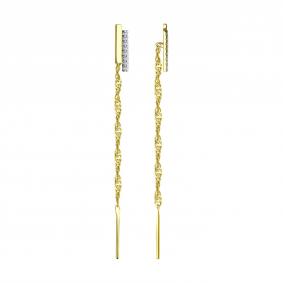 Серьги из лимонного золота Diamant 53-123-00744-1 с фианитом 53-123-00744-1 фото