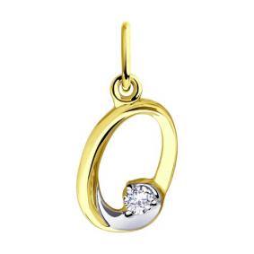 Подвеска-буква О из лимонного золота Diamant с фианитом 53-130-00551-1 53-130-00551-1 фото