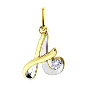 Золотая подвеска Diamant 53-130-00554-1 с фианитом 53-130-00554-1 фото