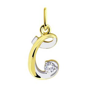 Подвеска-буква С из лимонного золота Diamant с фианитом 53-130-00567-1 53-130-00567-1 фото