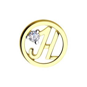 Подвеска-буква Н из лимонного золота Diamant с фианитом 53-130-00640-1 53-130-00640-1 фото