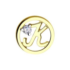 Подвеска-буква К из лимонного золота Diamant с фианитом 53-130-00653-1 53-130-00653-1 фото