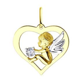 Подвеска из лимонного золота Diamant 53-130-00920-1 с фианитом 53-130-00920-1 фото