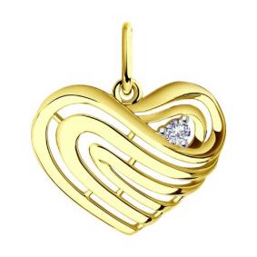 Подвеска из лимонного золота Diamant 53-130-01480-1 с фианитом 53-130-01480-1 фото