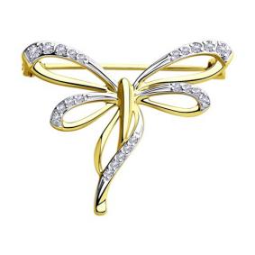 Брошь из лимонного золота Diamant 53-140-00312-1 с фианитом 53-140-00312-1 фото