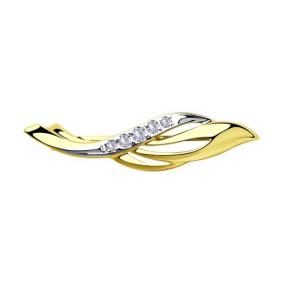 Брошь из лимонного золота Diamant 53-140-00313-1 с фианитом 53-140-00313-1 фото