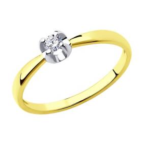 Кольцо из лимонного золота Diamant 53-210-00007-1 с бриллиантом 53-210-00007-1 фото