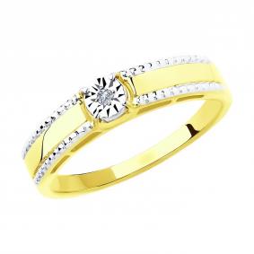 Кольцо из комбинированного золота Diamant 53-210-00339-1 с бриллиантом 53-210-00339-1 фото