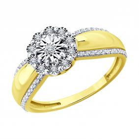 Кольцо из комбинированного золота Diamant 53-210-00416-1 с бриллиантом 53-210-00416-1 фото