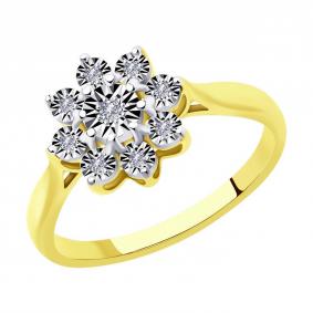 Кольцо из лимонного золота Diamant 53-210-00812-1 с бриллиантом 53-210-00812-1 фото